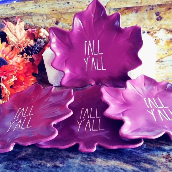 Rae Dunn Kitchen Rae Dunn Set Of 4 Fall Yall Leaf Shaped Plates
